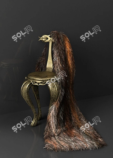 Vintage Chair with Luxurious Fur Cape 3D model image 1