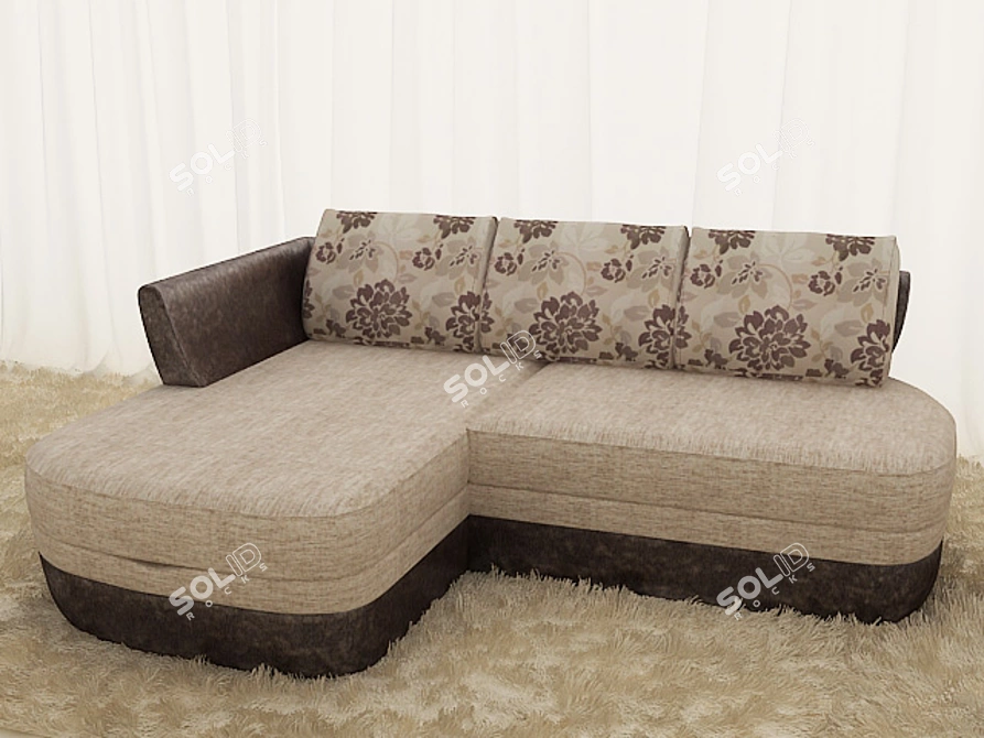 Luxury Ivory Sofa by PUSHE 3D model image 1