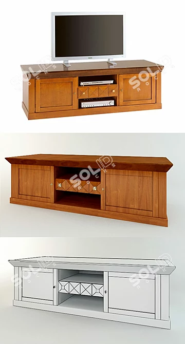 Italian TV Stand - Selva Curbstone 3D model image 1