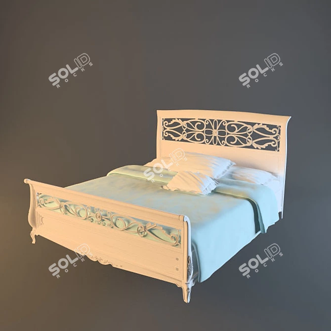 Elegant Serena Bed 3D model image 1