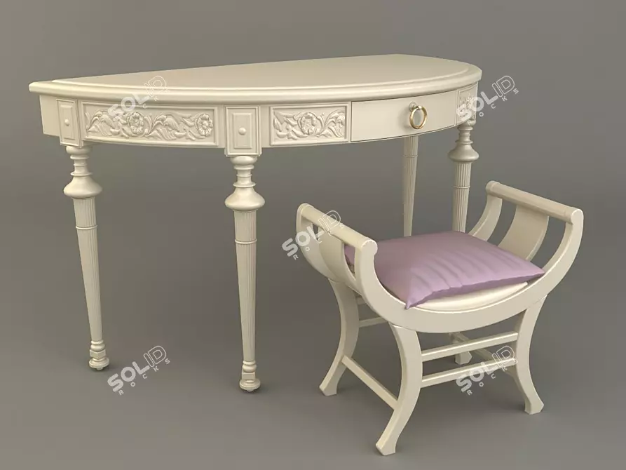 Classic White Table Set 3D model image 1