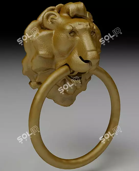 Title: Lion's Head Door Handle 3D model image 1