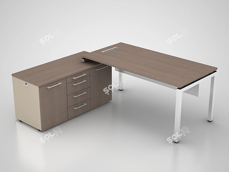 Executive Metal Frame Table 3D model image 1