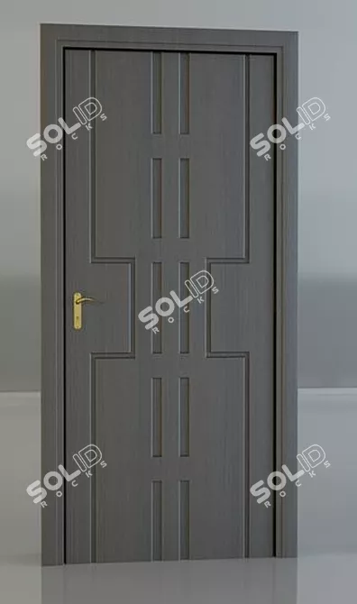 Modern Wooden Door with Number 15 3D model image 1