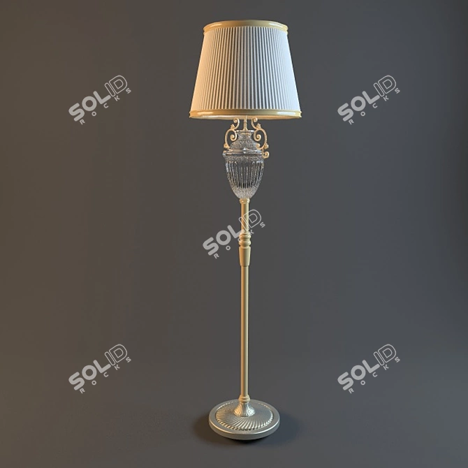 Elegant Gold Crystal Floor Lamp 3D model image 1