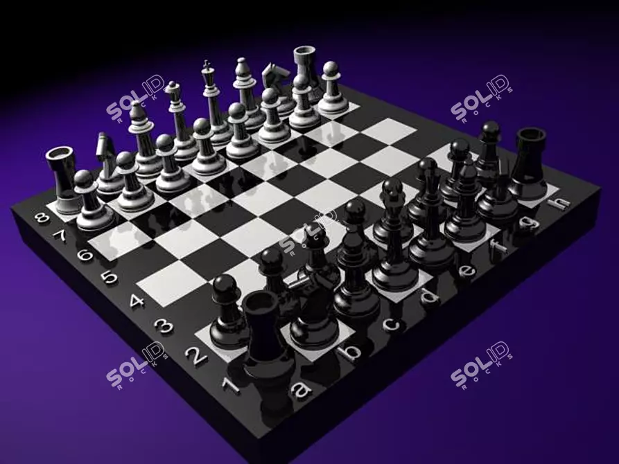 Classic Chess Set: Board and Pieces 3D model image 1