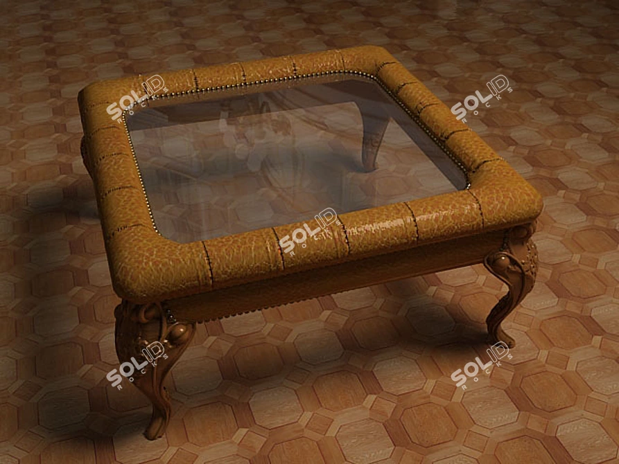 Elegant Leather Geometric Coffee Table 3D model image 1