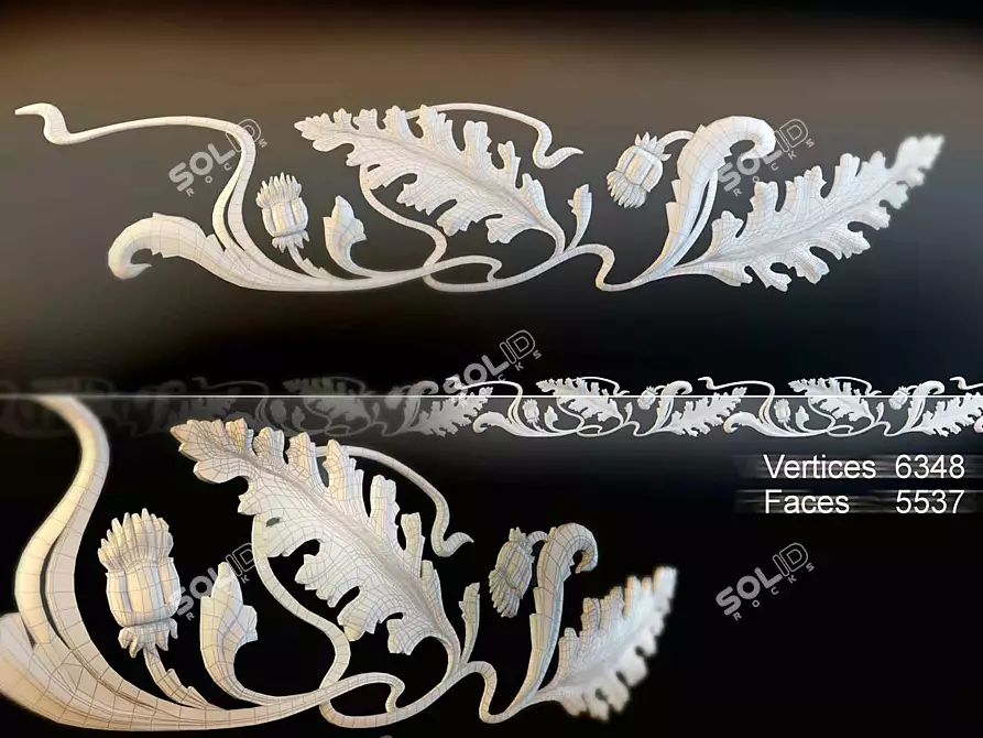 Art Nouveau Stucco Trim 3D model image 1