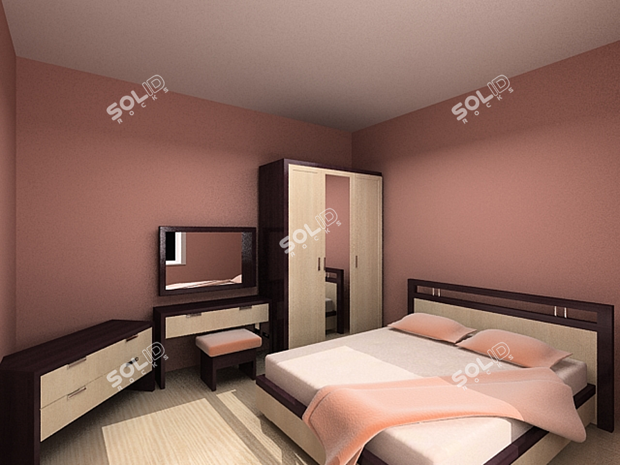 Modern Bedroom Set: Catalog-inspired Design 3D model image 1