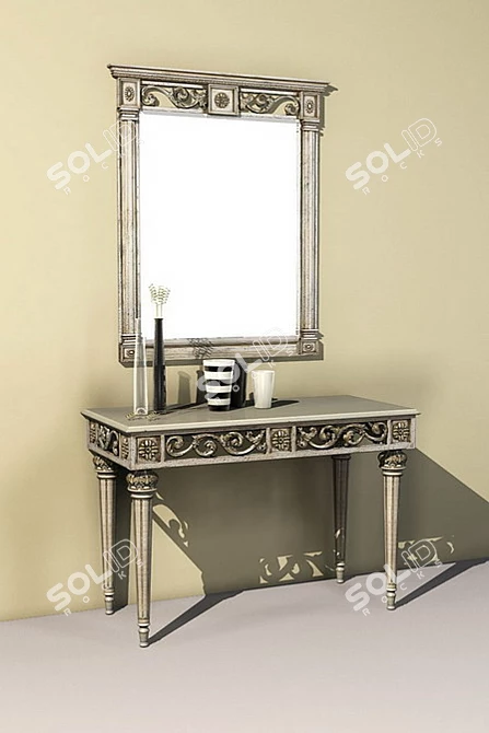 Elegant Mirror Console 3D model image 1