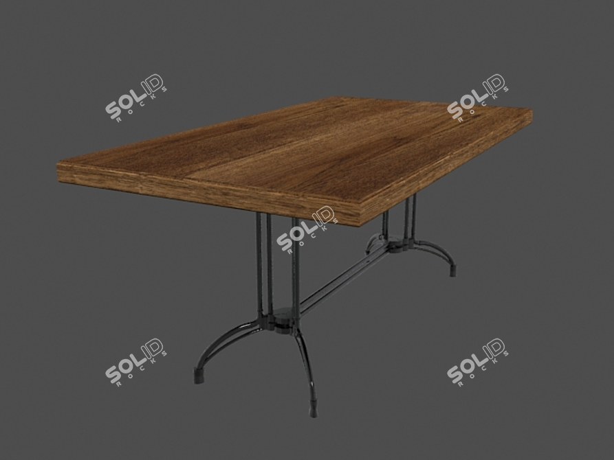 Iron-Legged Table with Textured Vray 3D model image 1