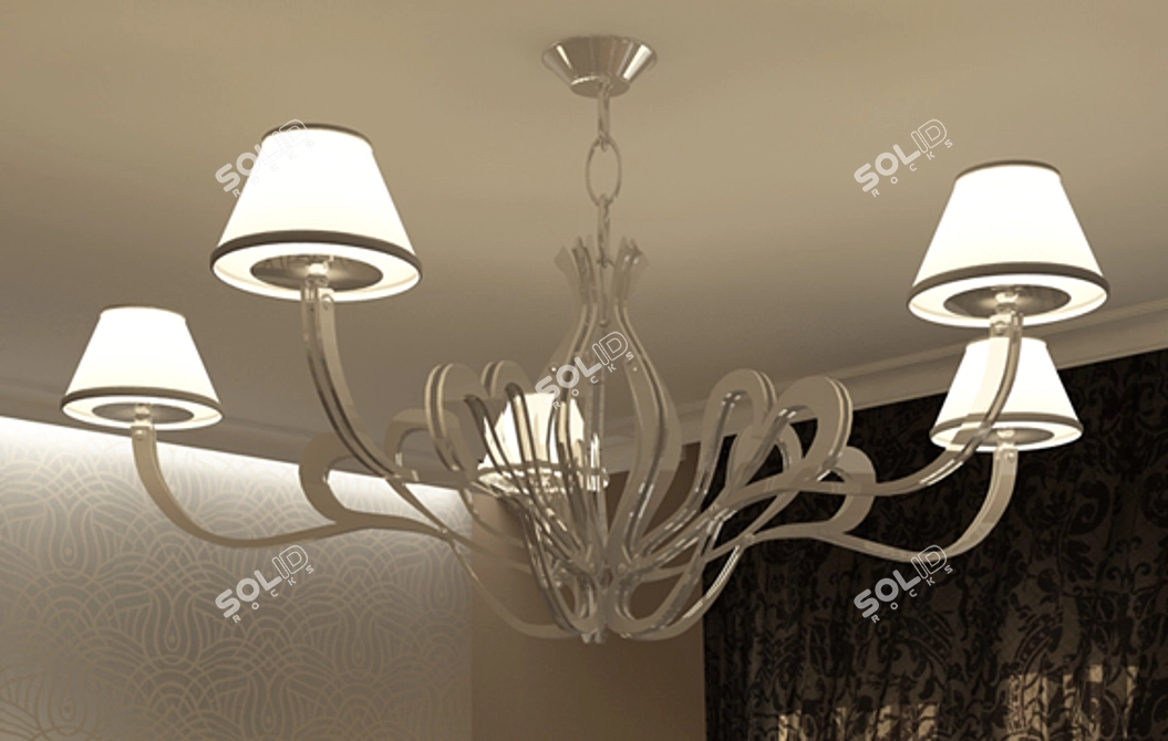 Elegant Corte Zari Chandelier 3D model image 1