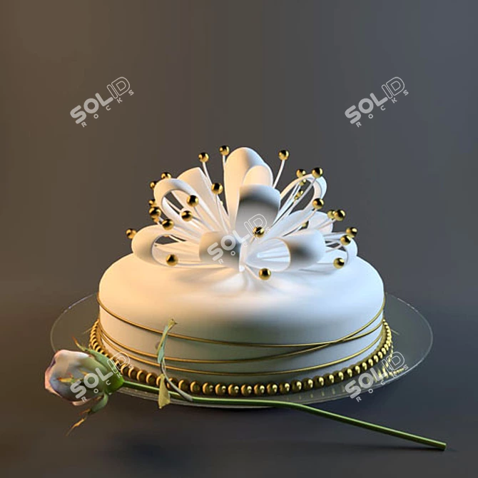 Rose Texture Cake with Vray Materials 3D model image 1