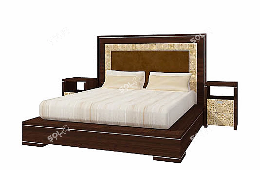 Luxury Italian Bed & Nightstands Set by Turri 3D model image 1