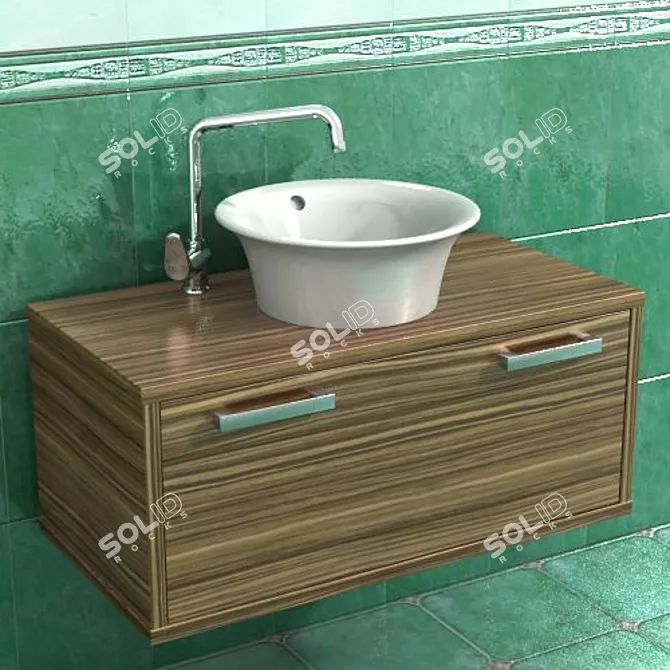 Linea Laver - Stylish Sink with Integrated Faucet 3D model image 1