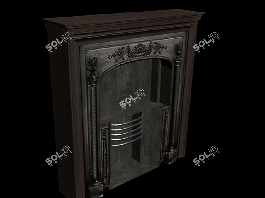 Classic Wood and Metal Fireplace 3D model image 1