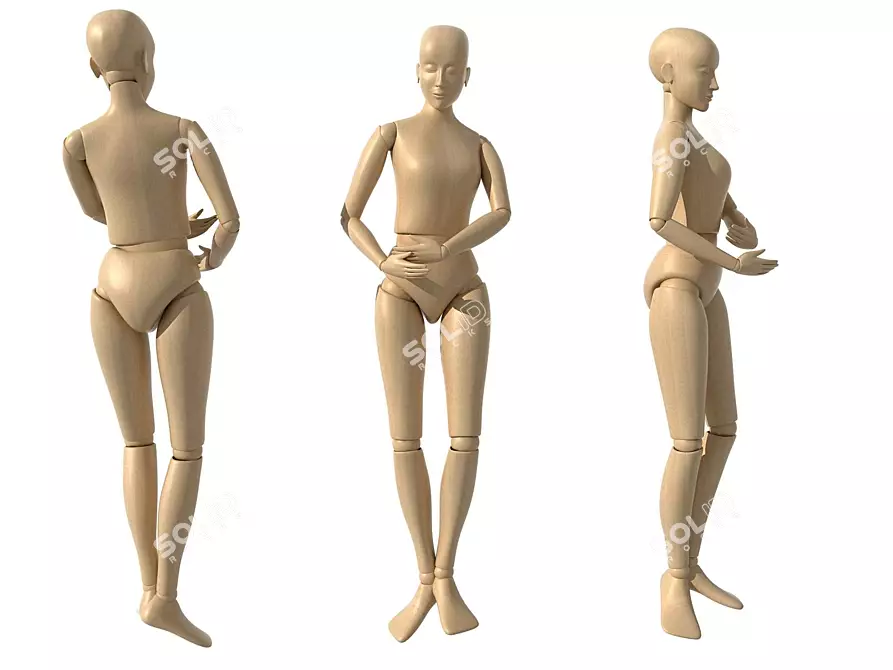 Versatile Wooden Mannequin: Perfect for Decoration & Advertising 3D model image 1