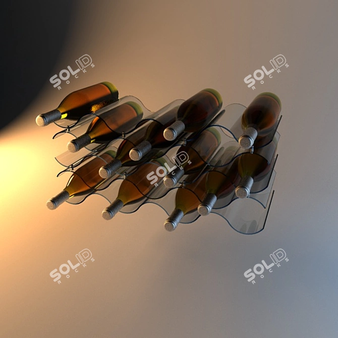 Elegant Wine Bottle Stand 3D model image 1