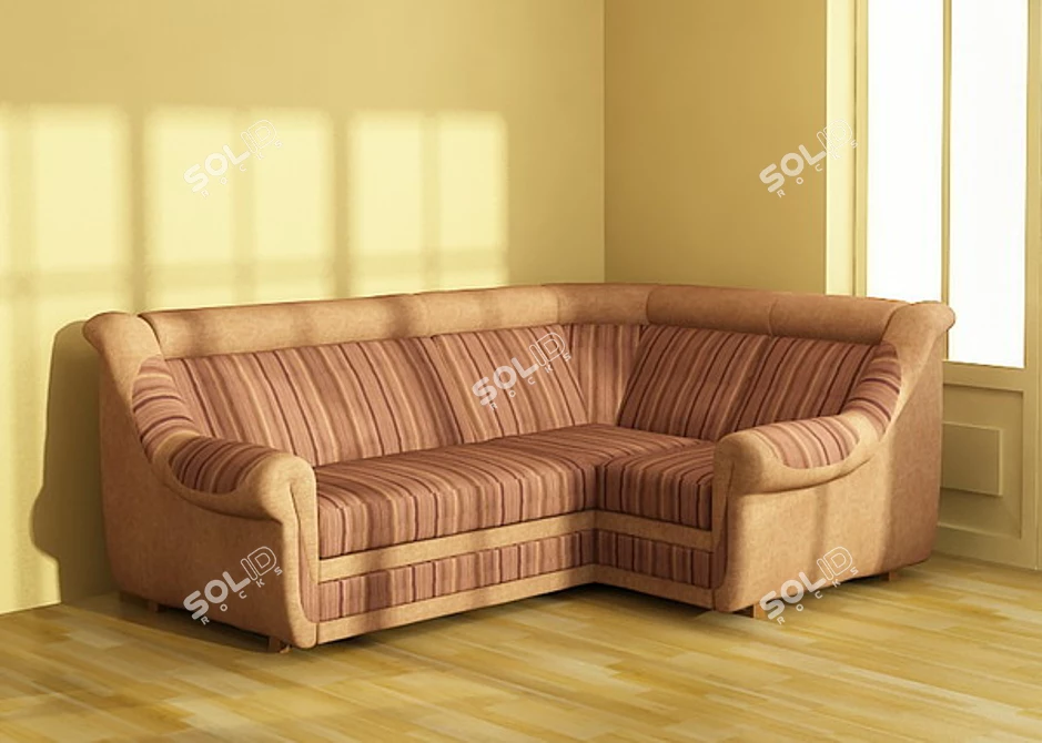 Soft Angle Sofa H - Comfy and Stylish 3D model image 1