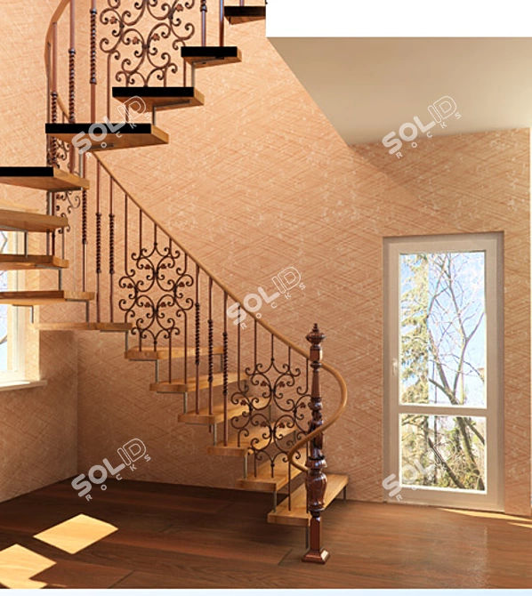 Spiral Staircase with 3ds Max 3D model image 1