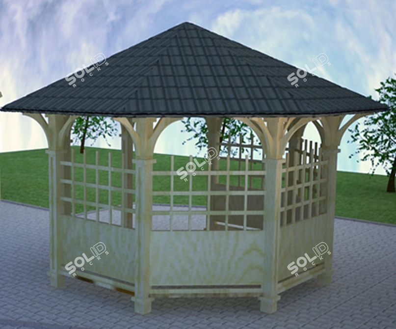 Round Garden Gazebo: Perfect Outdoor Retreat 3D model image 1