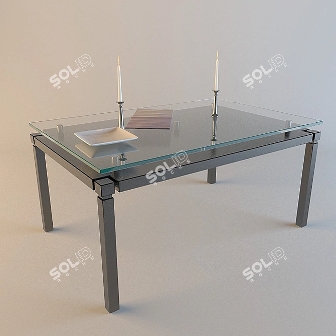 Title: Modern Texture Dining Table 3D model image 1