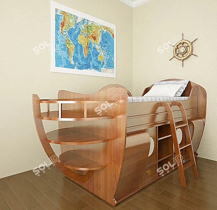 Carotti Ship Bed: Stylish Italian Design 3D model image 1