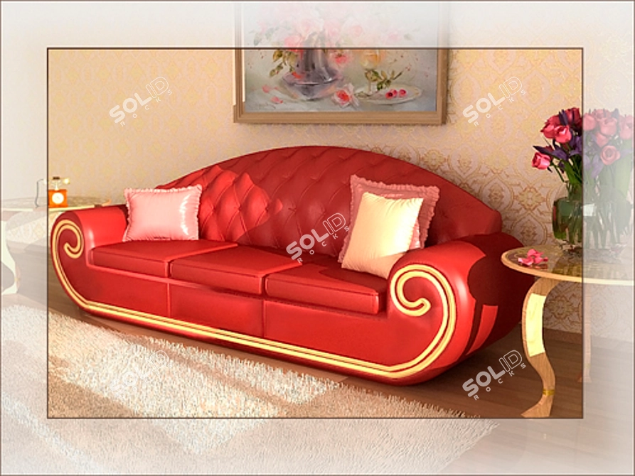 Calypso Textured Sofa 3D model image 1