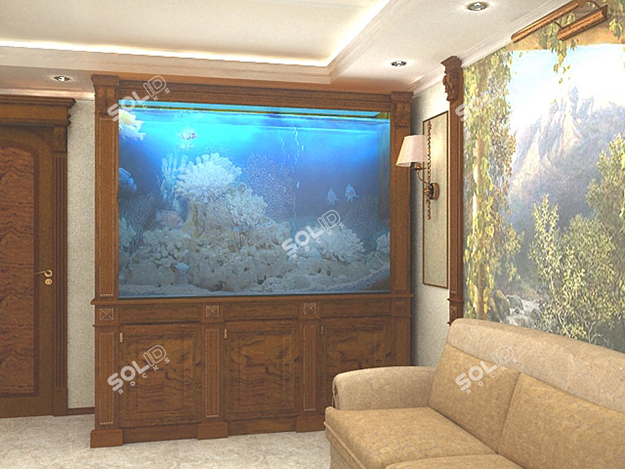 Beautiful Aquarium with Stand 3D model image 1