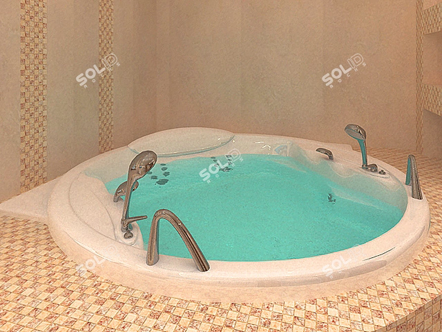 Luxury Spa Bath with Water Fountain 3D model image 1