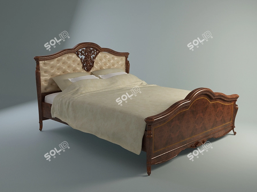 Elegant Classic Bed 3D model image 1