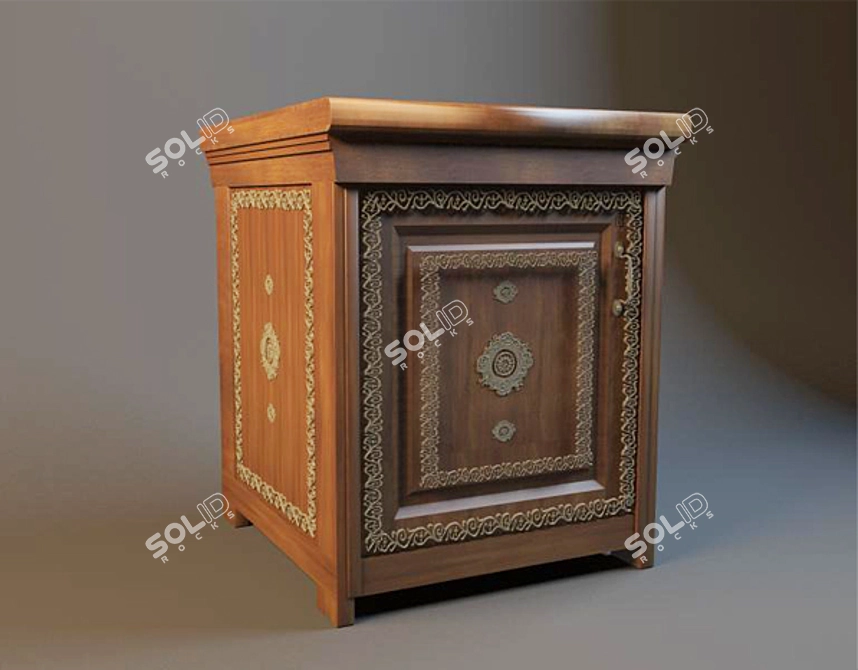 Indian-inspired Bedside Cabinet 3D model image 1