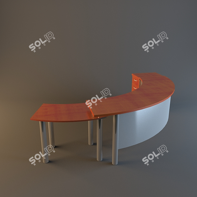 Radius Office Desk with Attached Shelf 3D model image 1