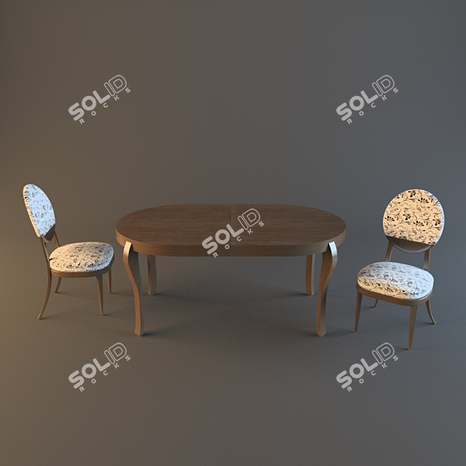 Elegant Dining Set: Table & Chairs 3D model image 1