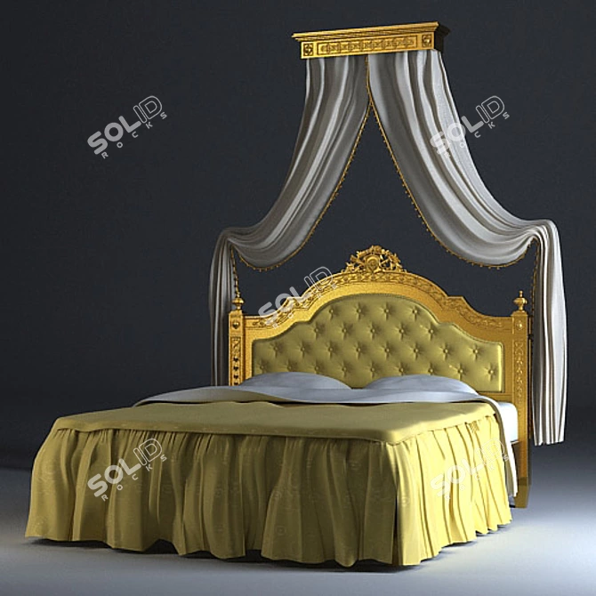 Elegant Othello Canopy Bed 3D model image 1