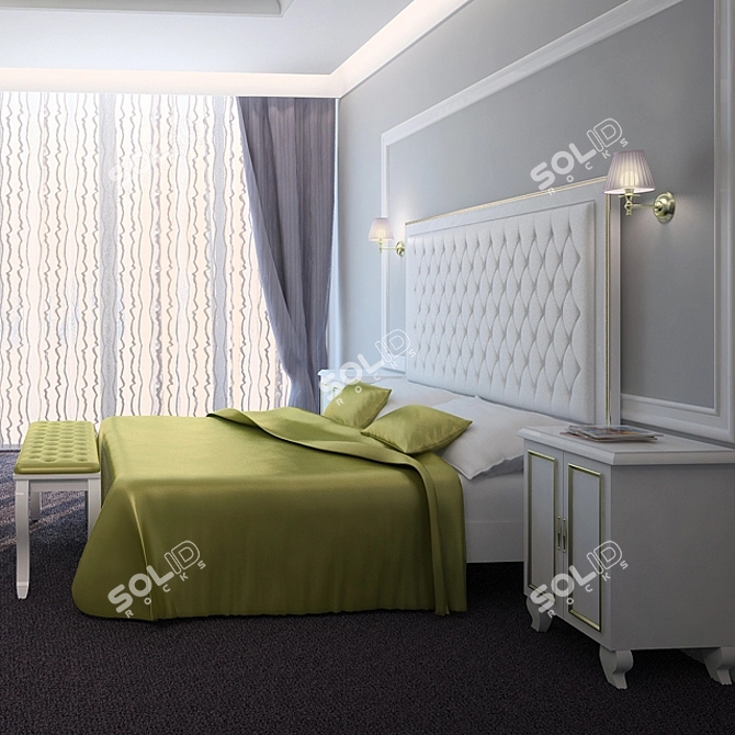 Elegant Gold Paris Bed Design 3D model image 1