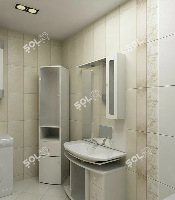 Modern Sink and Vanity Set 3D model image 1