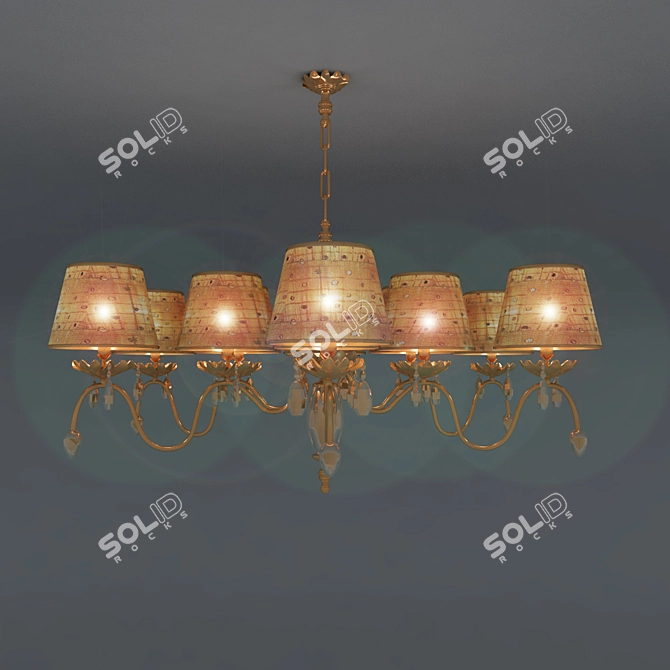 Elegant Murano Glass Silk Chandelier 3D model image 1