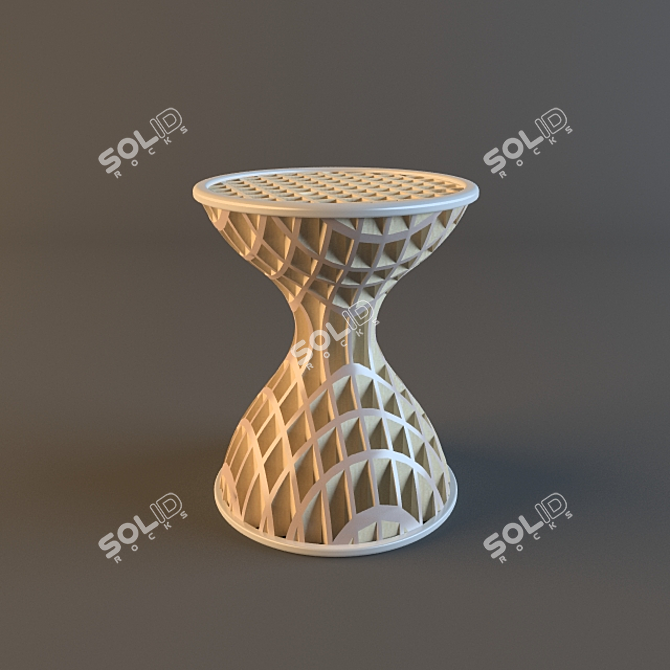 Designer Wood + Metal Stool 3D model image 1