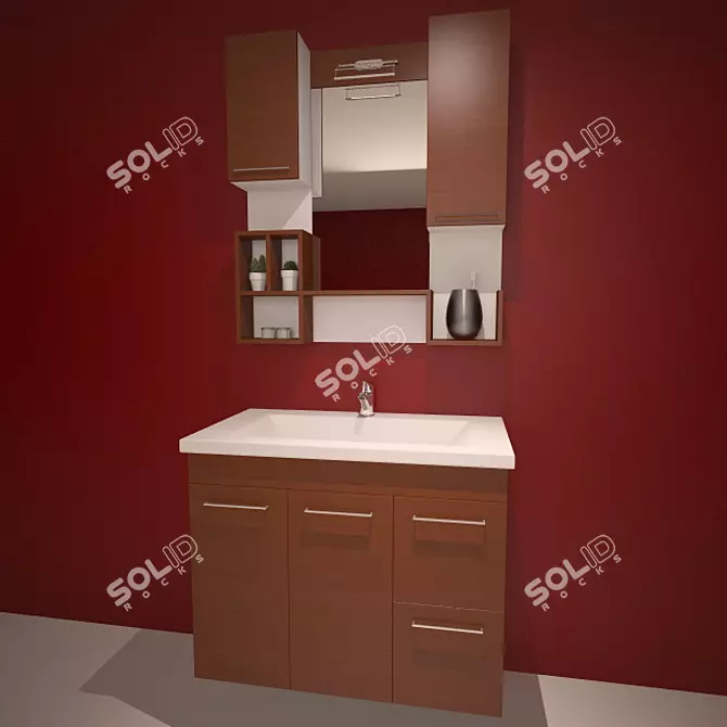 Title: Orka Saros 100 Abanoz Bathroom Cabinet 3D model image 1