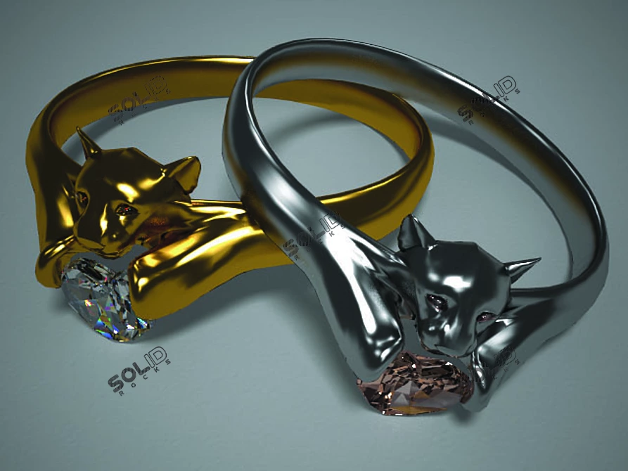 Panther Gem Ring 3D model image 1