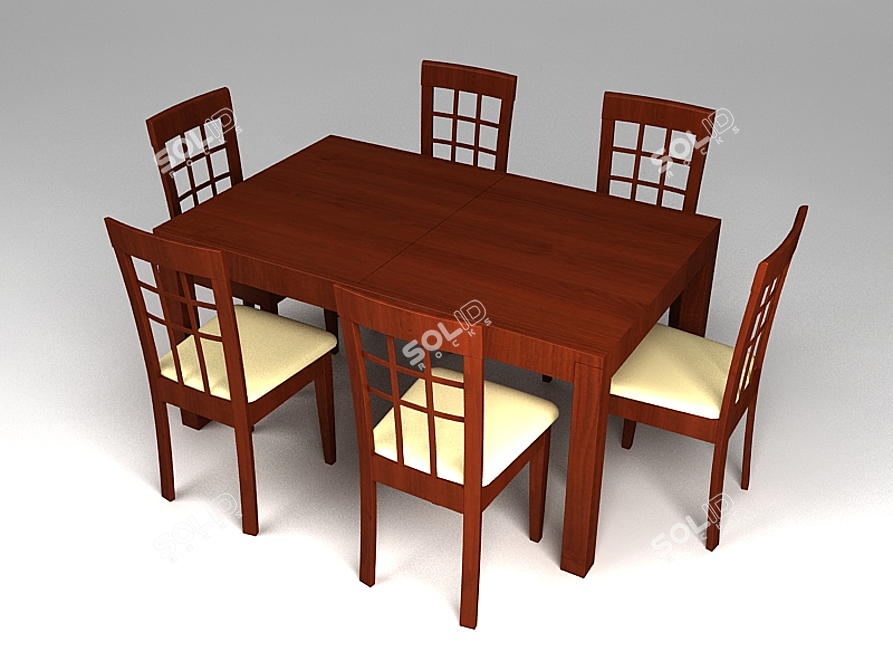 Elegant Dining Set: Table + Chairs 3D model image 1