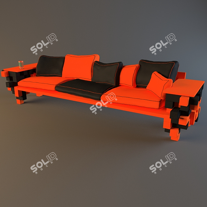 Tetris-style Sofa 3D model image 1