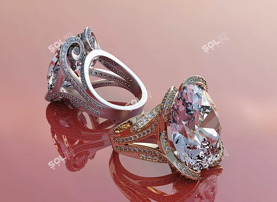 Elegant Gold Band Ring 3D model image 1