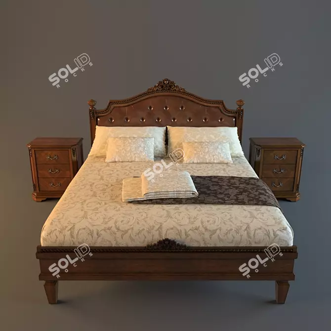 Bamar Bed & Thumbs: Stylish Slumber 3D model image 1