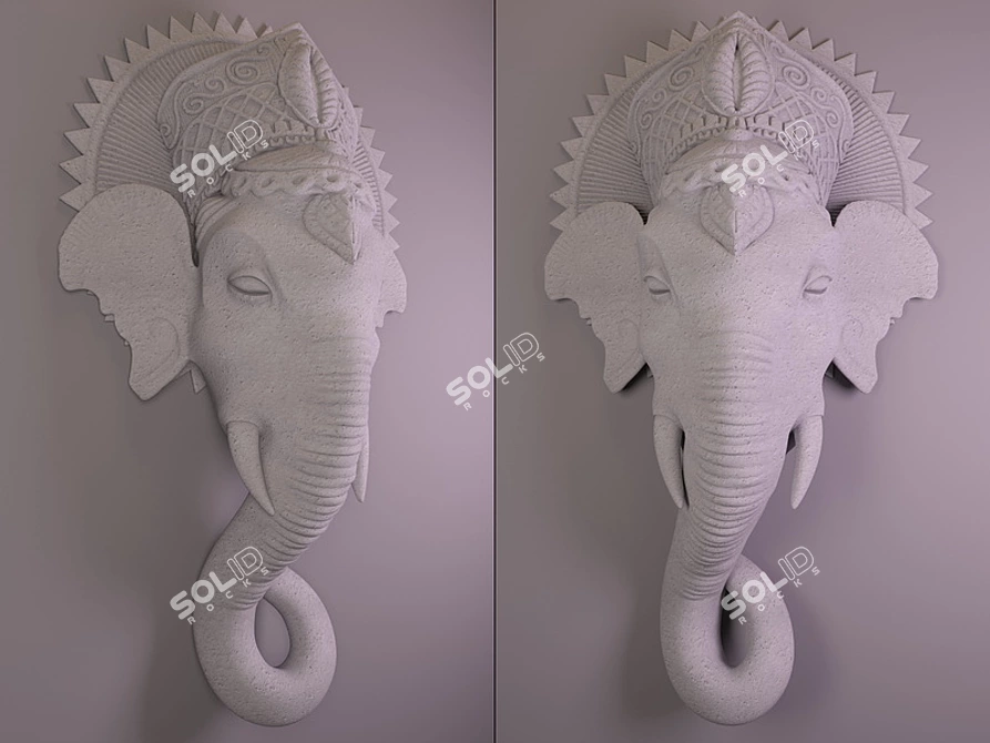 Stone Elephant Wall Sculpture 3D model image 1