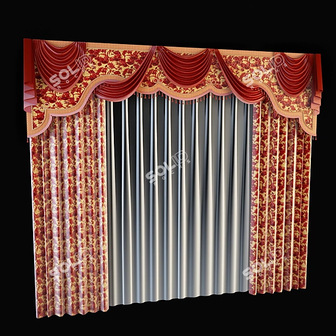 Elegant Window Treatments 3D model image 1