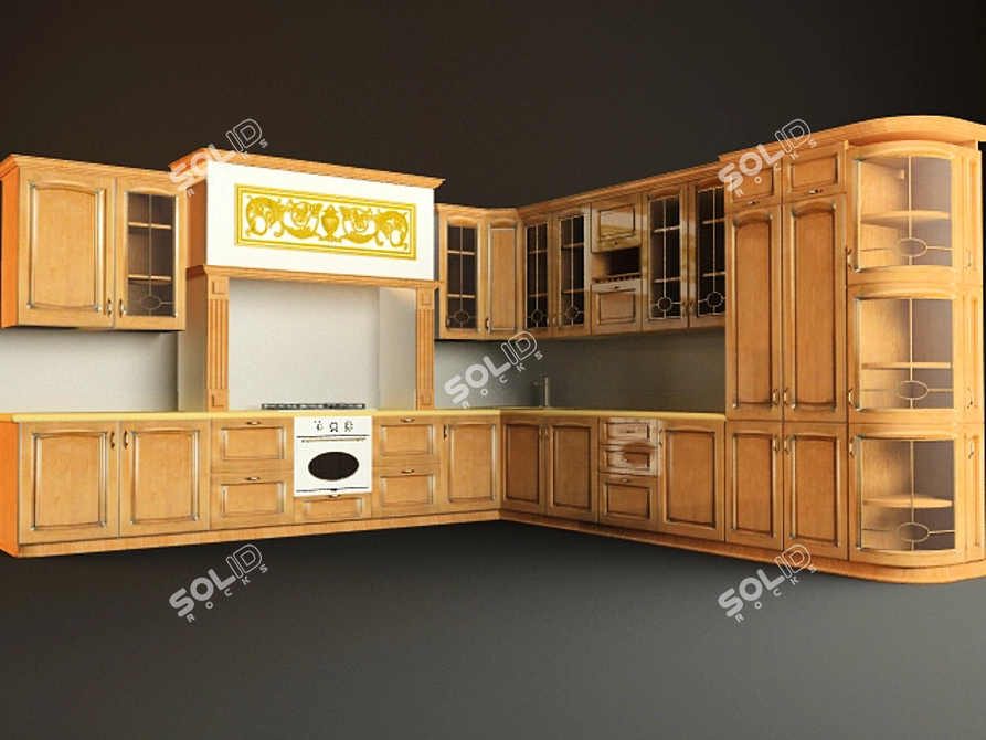 "Elegant Victoria Kitchen 3D model image 1