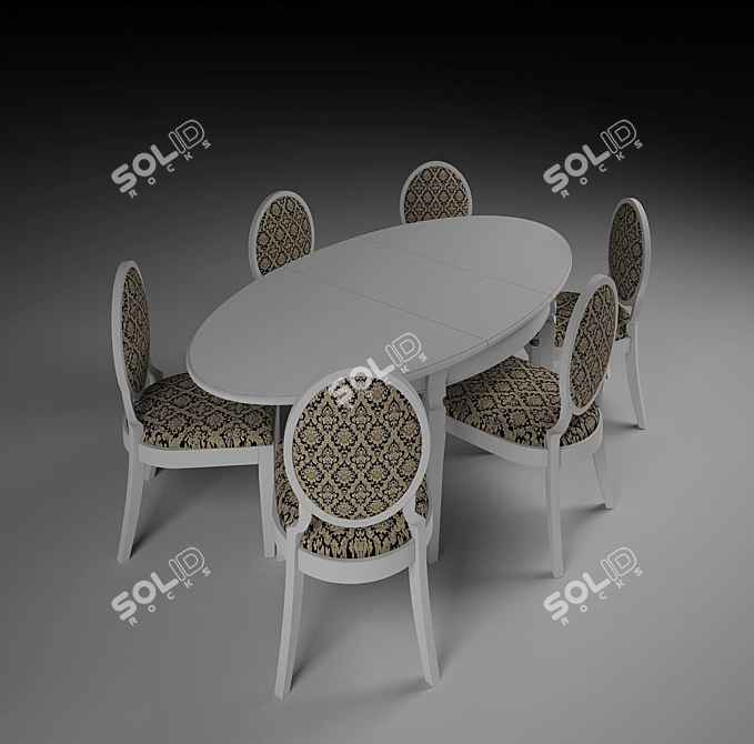 Modern Table & Chairs Set 3D model image 1