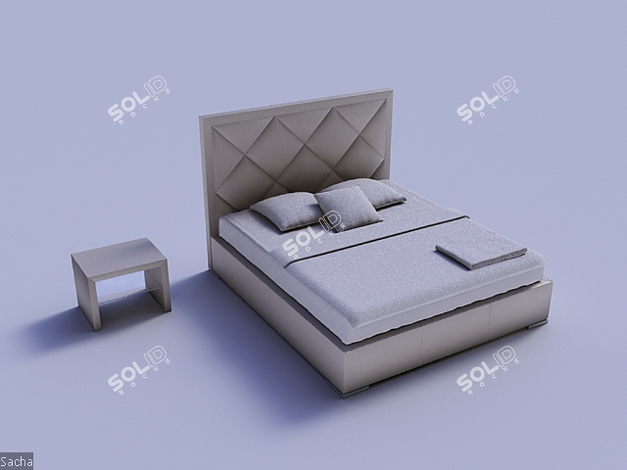 Elegant Sleep Set: Bed and Cabinet 3D model image 1